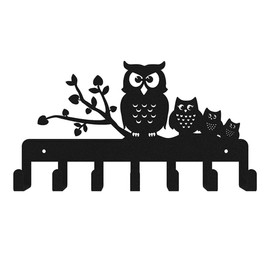 ABOOFAN Owl Design Heavy Duty Wall Mounted Coat Rack with Hooks Creative Iron Key Holder for Hallway Bedroom Kitchen Bathroom Decor Sturdy Wall Coat Hanger
