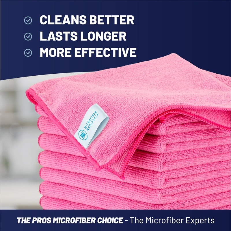 MW Pro Microfiber Cleaning Cloth | Pink | 12 Pack