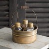 Round Bucket Salt Pepper and Toothpick Caddy (Antique Brass)