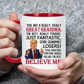 WENSSY Funny Great Grandma Gifts Mug, You’re a Great Grandma Mug, Best Mother’s Day Gifts for Grandmother from Granddaughter Grandson, 11 Ounce Red