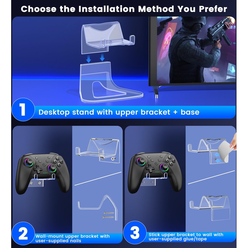 AIfasterfly PC Controller with Holder, Wireless Bluetooth Controller, 1000mAh Battery,