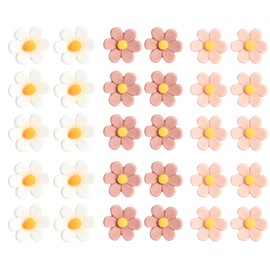 30 pcs Drawing Pins Resin Flower Pins Push Pins for Bulletin Board Nail Cork Board Cardboard Hanging Poster Wall Decoration, Pink White