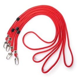 trage.band® Long Adjustable Neck Strap with Carabiner Hook, Pack of 4, Red