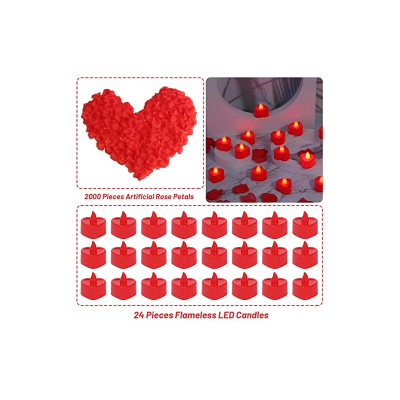 Cridoz - Pétalos de Rosa Roja Artificial 2000 Piezas con