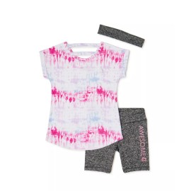 RBX NWT 3-Piece Girls 7-8 Outfit Shirt, Shorts & HeadBand ACTIVE RBX TIE-DYE