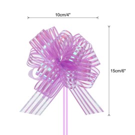 MECCANIXITY 15pcs 4 Inch Organza Large Pull Bow Metallic Gift Wrapping Bows Ribbon Chiffon Yarn Light Purple for Wedding Baskets Presents Christmas Valentine's Day