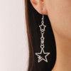 Boho Silver Star Drop Dangly Earrings for Women, Statement Retro