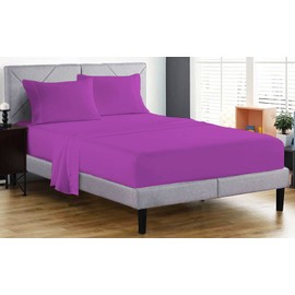 Fitted Sheet 100% Egyptian Cotton 200 Thread Count 25cm Deep Fitted Bed Sheet Hotel Quality Soft & Crisp Cotton Bedding Set (Fuchsia, Double)