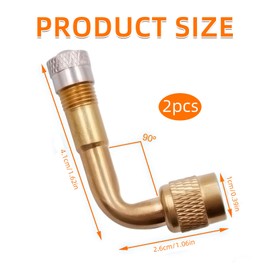 2 Stück Ventilverlängerung Kupferventiladapter, 90°-Winkel Winkelventilverlängerung, Ventil Verlängerung Kupfer Ventiladapter Winkel Ventilverlängerung - Perfekt für Auto, Motorrad, Fahrrad, Scooter