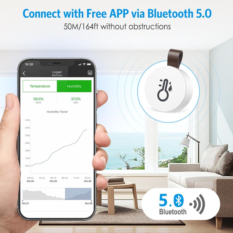 Brifit Bluetooth Thermometer Hygrometer, Wireless Temperature Humidity Sensor with Smart