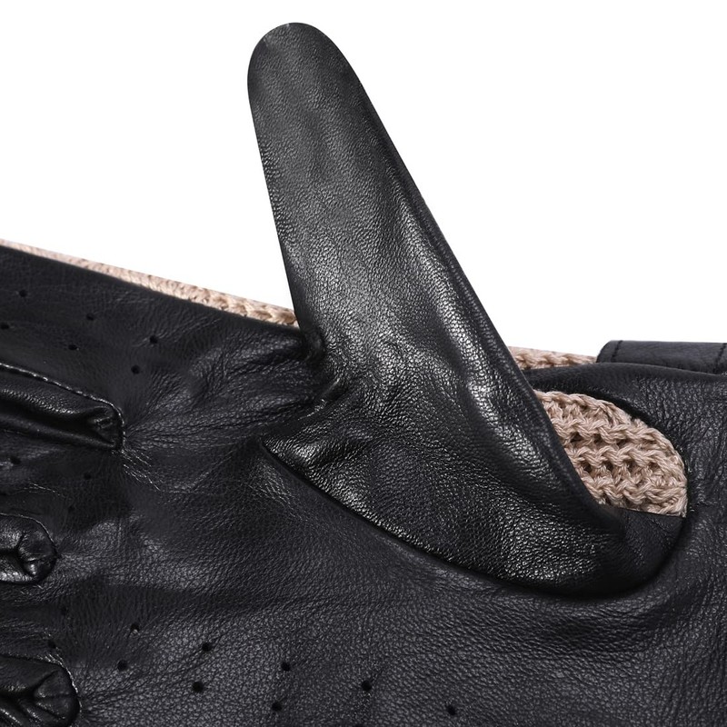 Harssidanzar Mens Touchscreen Crochet Stringback Driving Gloves GM030,Beige,Size M