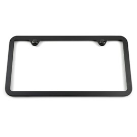Pair Slim Black Chrome Plated License Plate Frame, Comes with Black Chrome Screw Covers & Hardware, Made in USA (2)