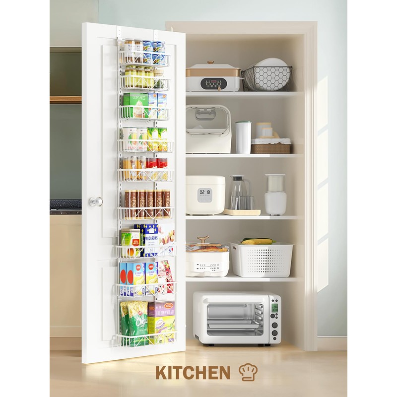 Delamu Narrow 9-Tier Over the Door Pantry Organizer, Adjustable Pantry