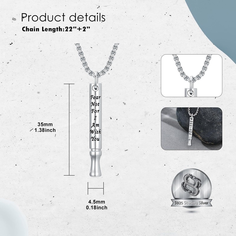 LEECCI Quit Stop Smoking Necklace 925 Sterling Silver Anxiety Breathing