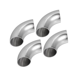 Partuto 90 Degree Steel Exhaust Elbow Pipe Bend Tube Durable 25mm OD Modified Exhaust Elbow Pipe SS304 Stainless Steel Silver Tone (Set of 4) Replacement