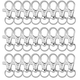 AUGSUN Metal Swivel Clasps Lanyard Snap Hook - 120pcs Lobster Claw Clasp for Keychain Crafts (Silver)