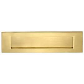 Letter Box Plate Satin Brass, Overall 12" x 4" with Bolt Centres 268 mm, House of Brass, L03C-SB