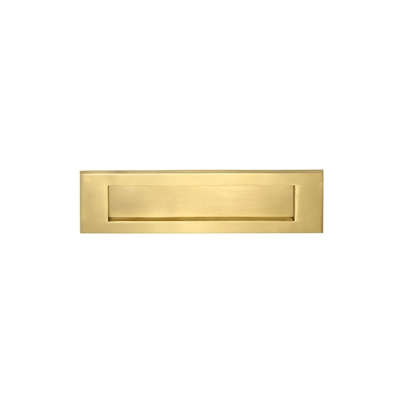 Letter Box Plate Satin Brass, Overall 12" x 4" with