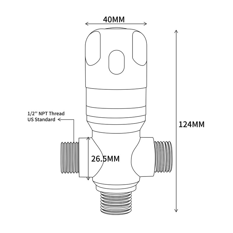 Morado Thermostatic Mixing Valve with 1/2 NPT Male Connection, Water