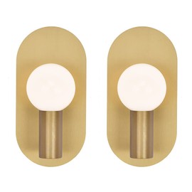 YEEZEMA Gold Modern Wall Sconce Set of 2, Mid Century Sconces Wall Lighting Oval Stylish Vanity Lighting Fixtures, Brushed Vintage Wall Mount Lights for Living Room, Bathroom, Bedroom
