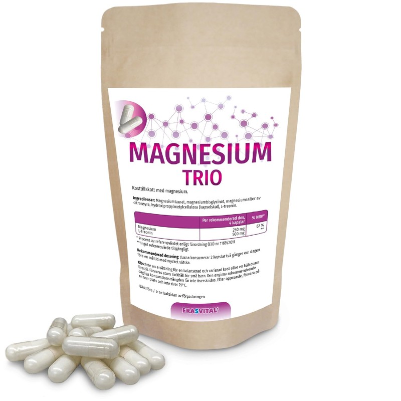 Magnesium Trio capsules with magnesium taurate, magnesium bisglycinate, magnesium citrate