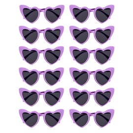 Geopty 12 Pack Purple Heart Shaped Sunglasses for Women Bachelorette Party Favors Retro Cateye Bridemaid Glasses Bride Shower Gift