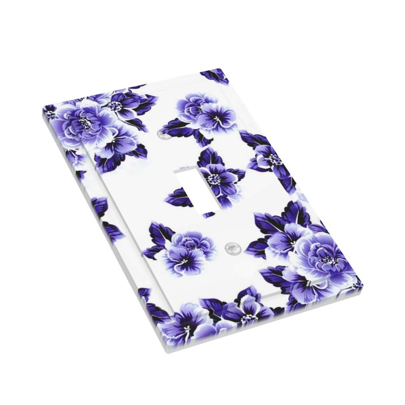 Purple Blue White Flower Single Toggle Light Switch Cover 1