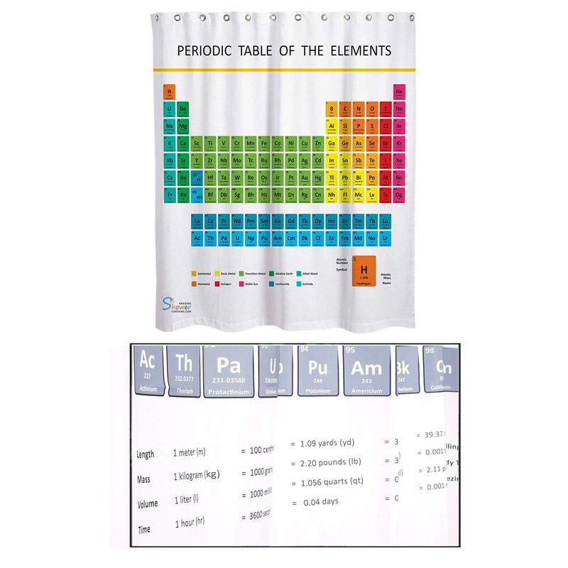 Enzege Waterproof Periodic Table Bath Curtain Anti-Mould Bathroom Shower Curtain