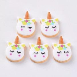 The Slippery Pearl Unicorn Cabochons Sugar Cookie Flat Back Flatback Findings 23mm Cabs 4pcs