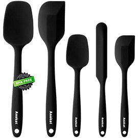 Anaeat Juego de espátulas de silicona de 5 piezas - Diseño sin costuras de una sola pieza, espátulas de goma antiadherentes para la cocina, flexibles 