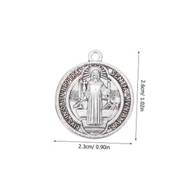 OSALADI Pcs Saint Benedicts Cross Medallion Charms Zinc Alloy Diy Necklace Pendant for Religious Jewelry Making Crucifix Necklace Charms