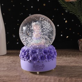 Musical Snow Globe Crystal Ball, 3D Rotating Fairy Tale Sweet Princess Crystal Ball Music Box with Colorful LED Light & Melody Musical Christmas New Year Birthday Gift Decor Artware for Adults