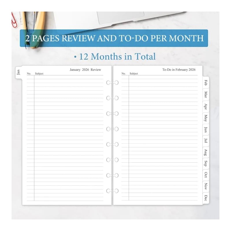 2025 Monthly Planner Refill - 12 Calendars With Tabs for