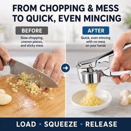 3 Pack Silver Zinc Alloy Garlic Press Manual Garlic Crusher with Stainless Steel Press Plate