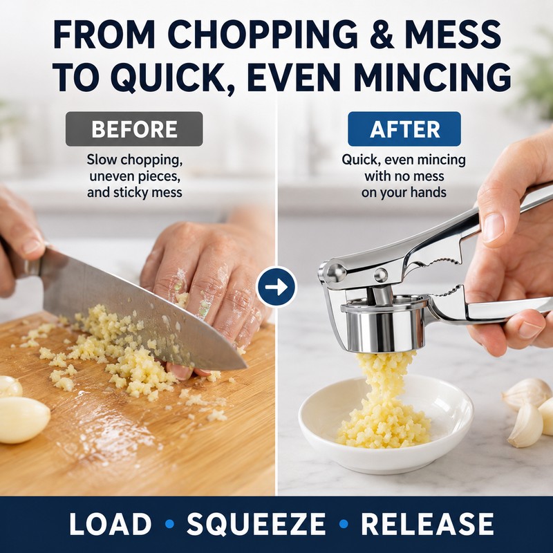3 Pack Silver Zinc Alloy Garlic Press Manual Garlic Crusher