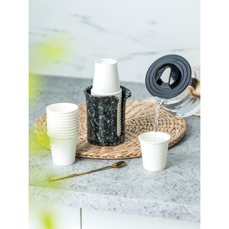 YHOJOY Bathroom Cup Dispenser 3 Oz, Ceramic Bathroom Cup Holder