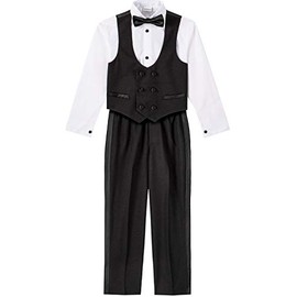Van Heusen Boys' Big 4-Piece Formal Suit Set, Vest, Pants, Collared Dress Shirt, and Tie, Tuxedo, 8