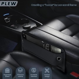 Paquete de 2 organizadores de relleno para asiento de coche, diseño de correa antideslizante mejorado, bolsillo lateral de piel de primera calidad, evita que el teléfono se caiga, (huecos de