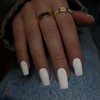 Uñas postizas blancas mate, largas, cuadradas, medianas, tipo ataúd, postizas,