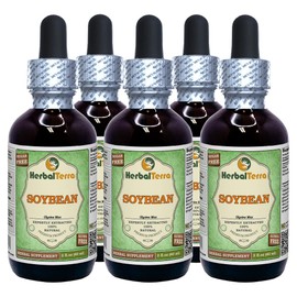 Soybean (Glycine Max) Glycerite, Dried Beans Alcohol-Free Liquid Extract (Brand Name: HerbalTerra, Proudly Made in USA) 5x2 fl.oz (5x60 ml)