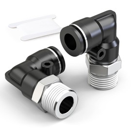 TAILONZ PNEUMATIC Male Elbow 12mm Tube OD x 1/4 Inch BSP Push to Connect Fittings PL12-02 (Pack of 2)