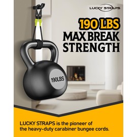 8 Pcs 60 Inch Heavy Duty Carabiner Bungee Cord Outdoor with 190 Lbs Max Break Strength, Black/Yellow Bungee Straps with Upgraded Carabiner Hooks for Luggage Rack, Cargo, Hand Carts, Bike, Camping, etc