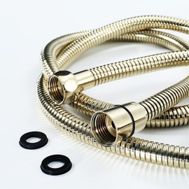 ENKI, H13, Shower Hose, English Gold, Flexi Bathroom Shower Head Hose Pipe Replacement, Large 11mm Bore Diameter, 150cm Length, Modern or Traditional Bathroom Design