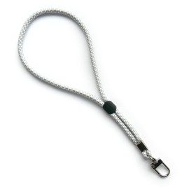 trage.band® Short Adjustable Wrist Strap with Carabiner Hook, White/Grey