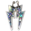 Lightning Bolt Earrings w/Glitter Sparkle Sequins Inside, acrylic w/ rubber