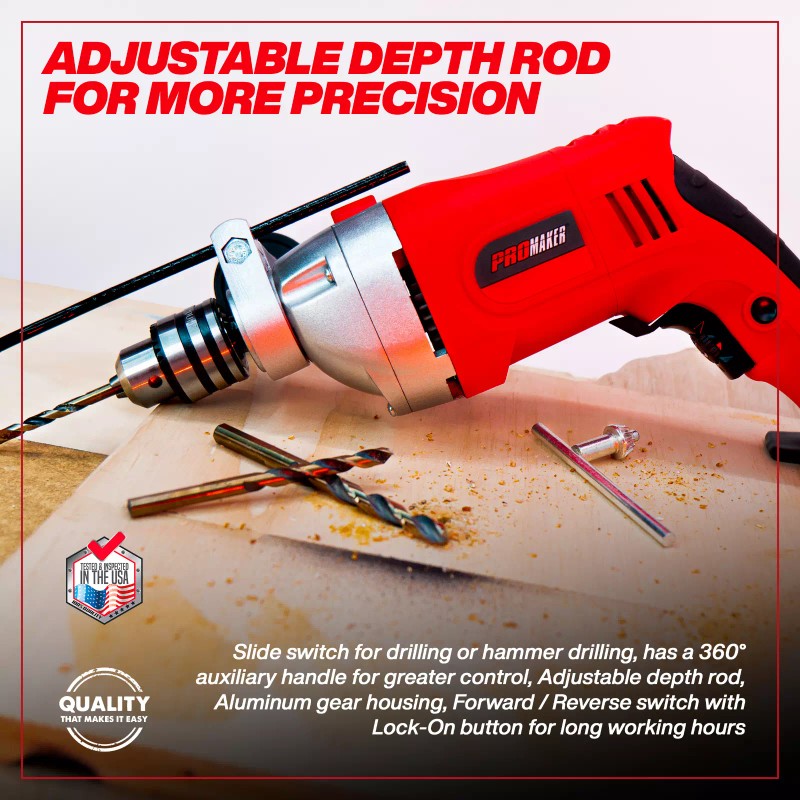 Promakertools PROMAKER 7.5AMP 850W 1/2-inch Corded Hammer Drill, Impact drill