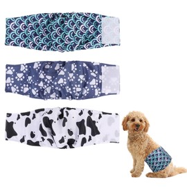 Reusable Dog Diapers Male 3pcs, Super Absorbent Dog Pants for Male, Washable Belly Bands for Dogs, Adjustable Dog Nappies Wrap for Small Medium Large Dogs (L)