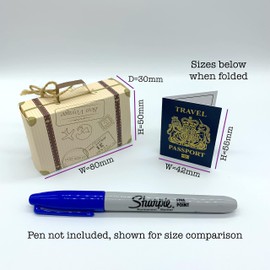 DIY Surprise Mini Suitcase & Mini GOLD effect Passport Reveal Gift bundle (DIY). Perfect for Valentine, birthday, family trips away!