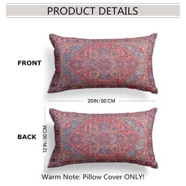 Snylcce Boho Throw Pillow Covers Set of 2 - Coral Antique & Vintage Design, Double-Sided Pattern - Soft Cushion Covers for Garden Couch, Sofa, Bed - Decorative 12x20 Inch Pillowcases