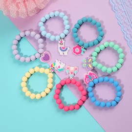 PinkSheep Beads Bracelet for Kid Girl 12PC Rainbow Bracelet Butterflies Flowers Stars Angels Pendant Bracelet Charm Bracelet Friendship Bracelet Good Friend Gift